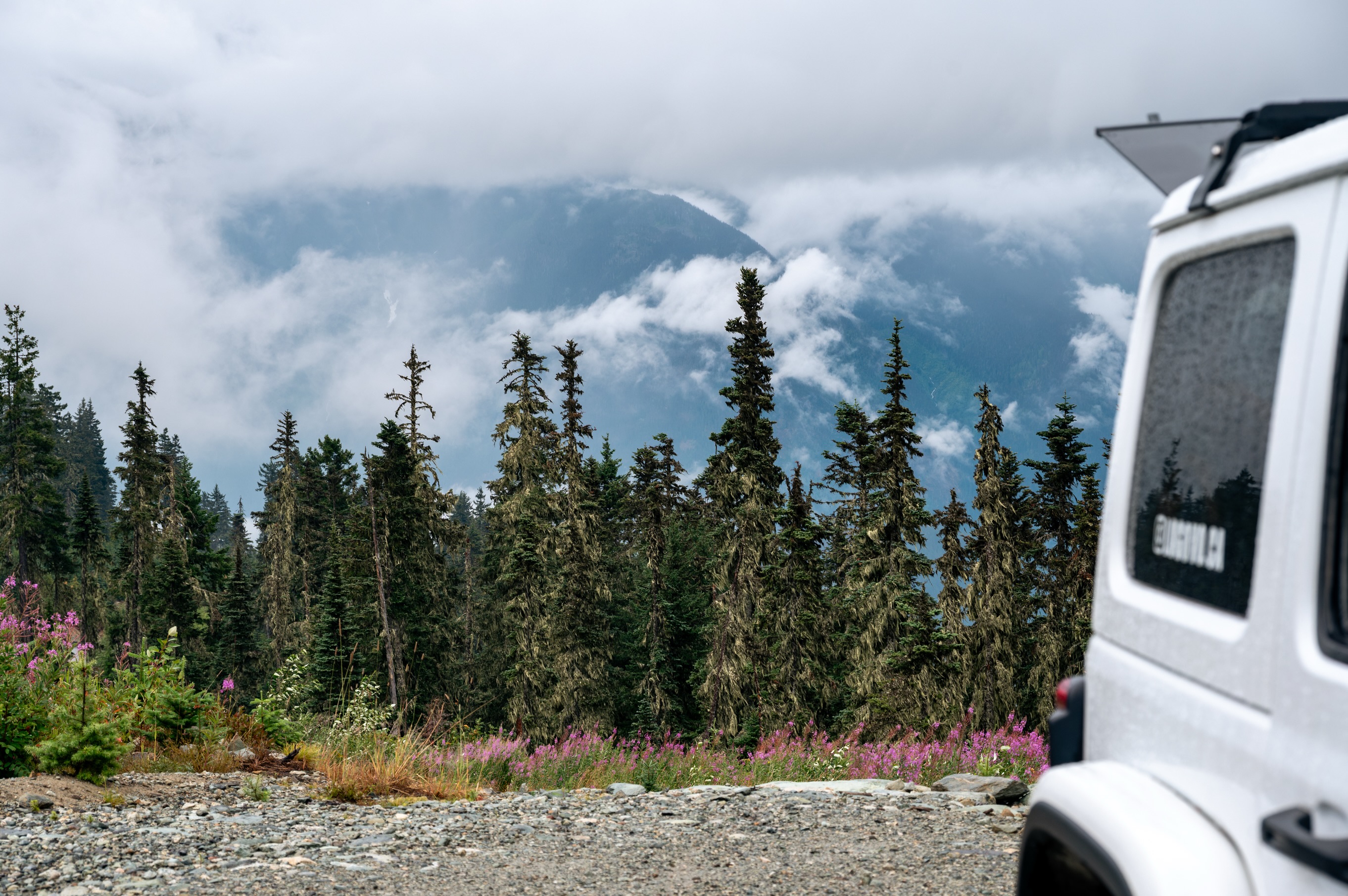 What a wonderful secret place to spend the night near Pemberton, BC! Also picked a hitchhiker on the way down.