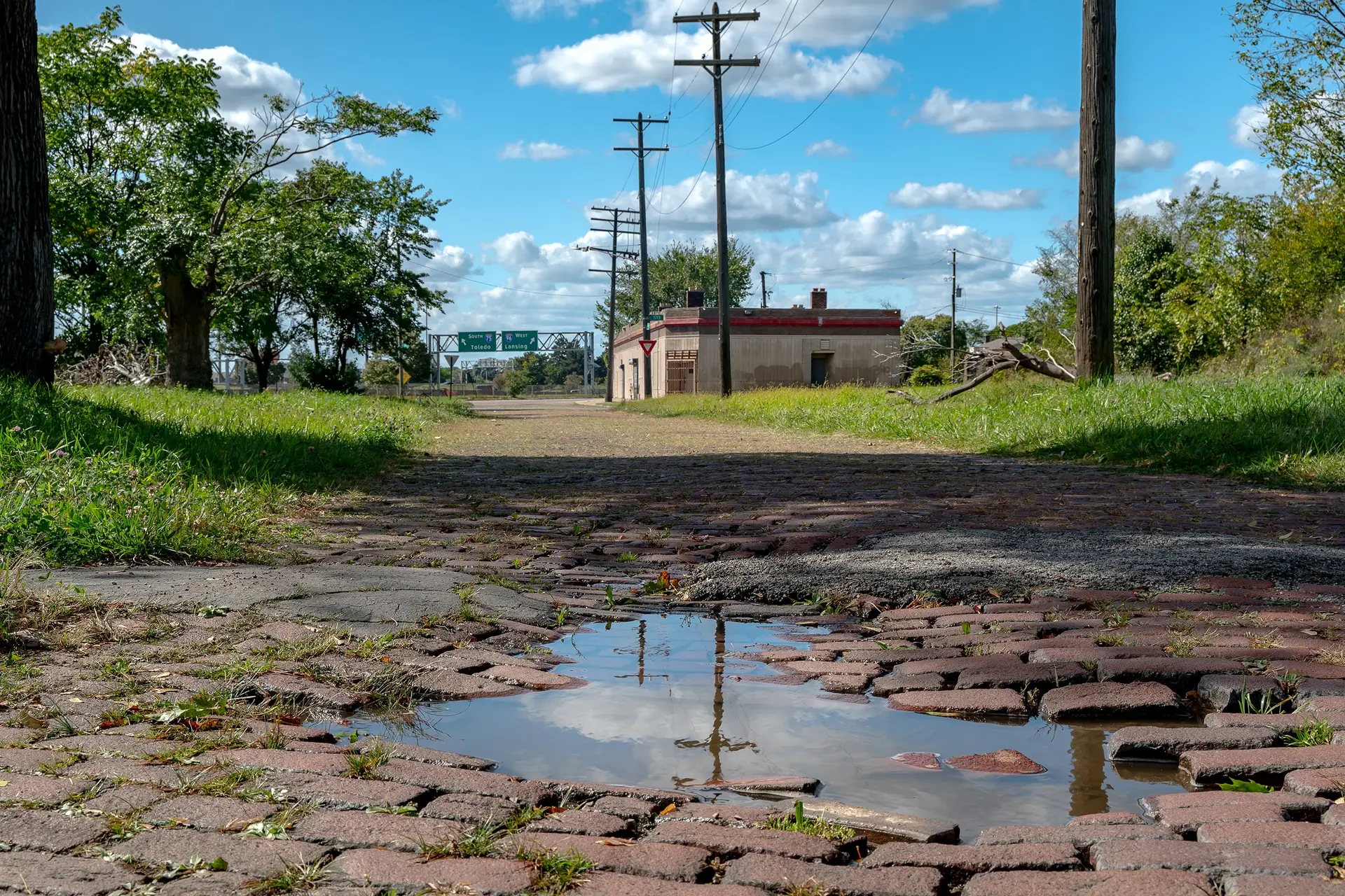 Brick paved Perry St. in Corktown, Detroit
