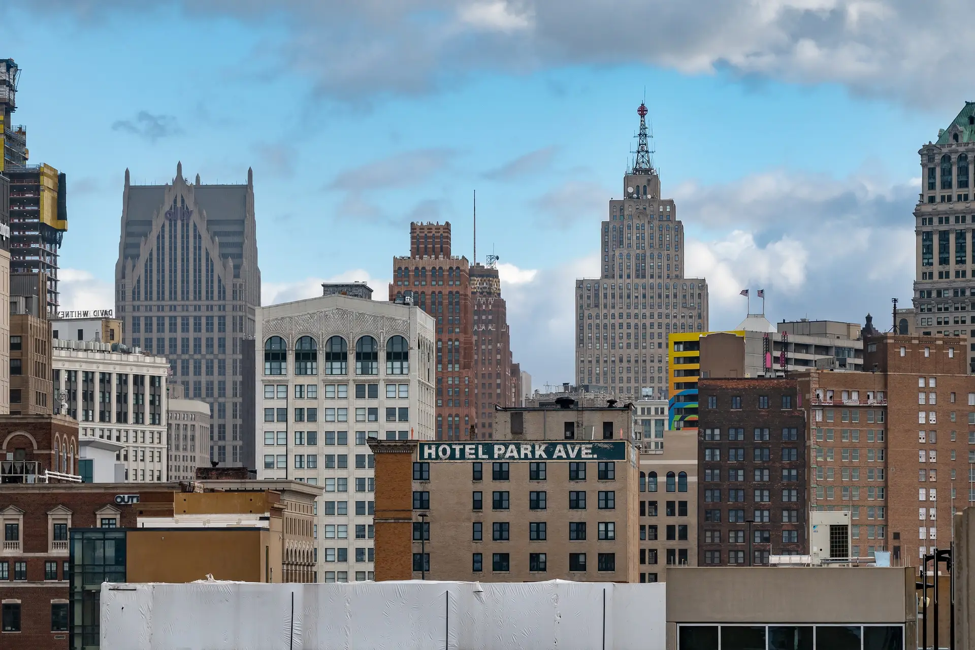 Rooftop view to Detroit downtown